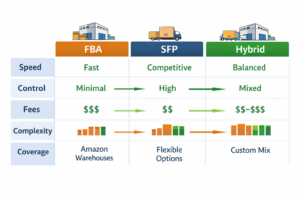 A comparison table for FBA, SFP, and hybrid fulfillment models.